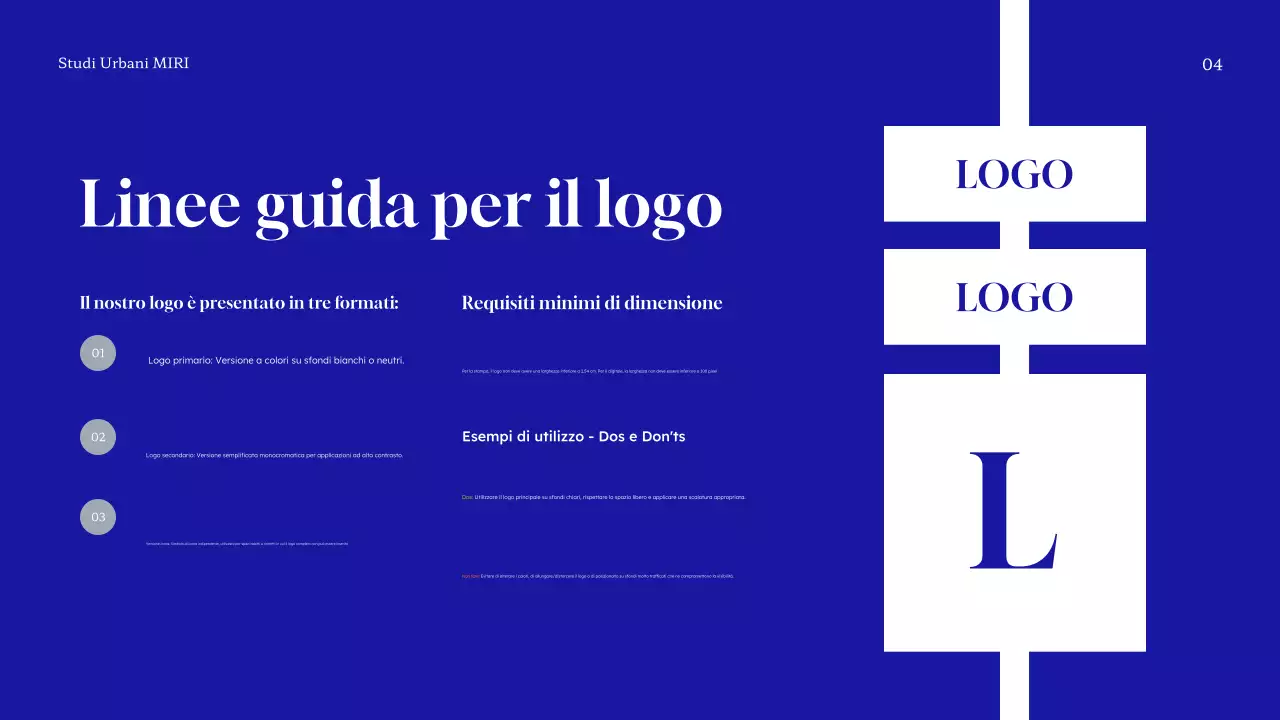 linea guida del marchio blu moderno