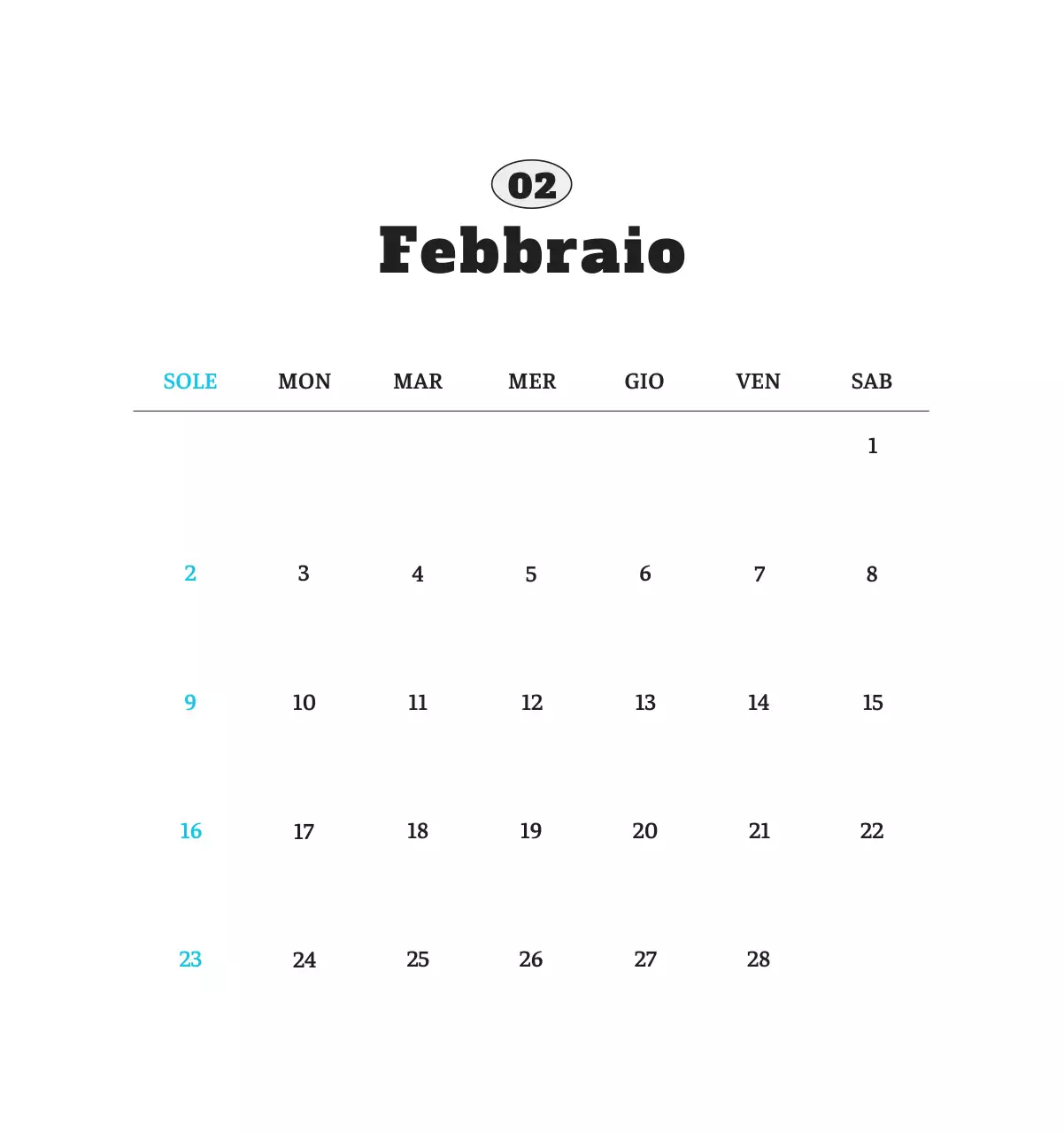 Calendario fotografico degli animali del balletto bianco e ordinato