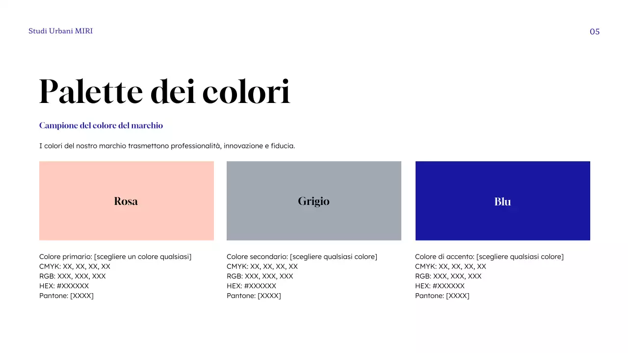 linea guida del marchio blu moderno