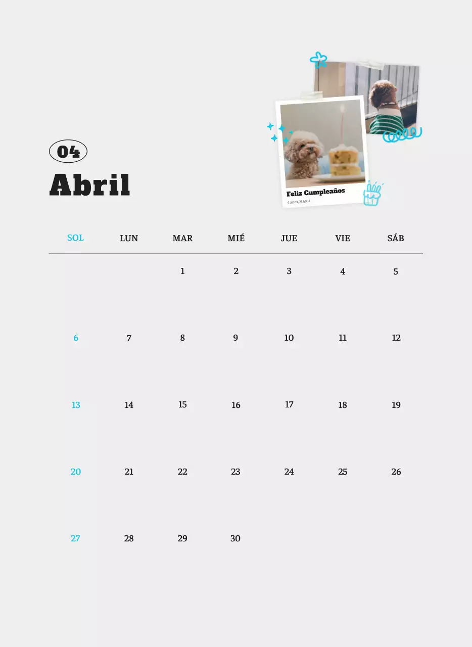 Ballet Blanco Neat Animal Foto Calendario