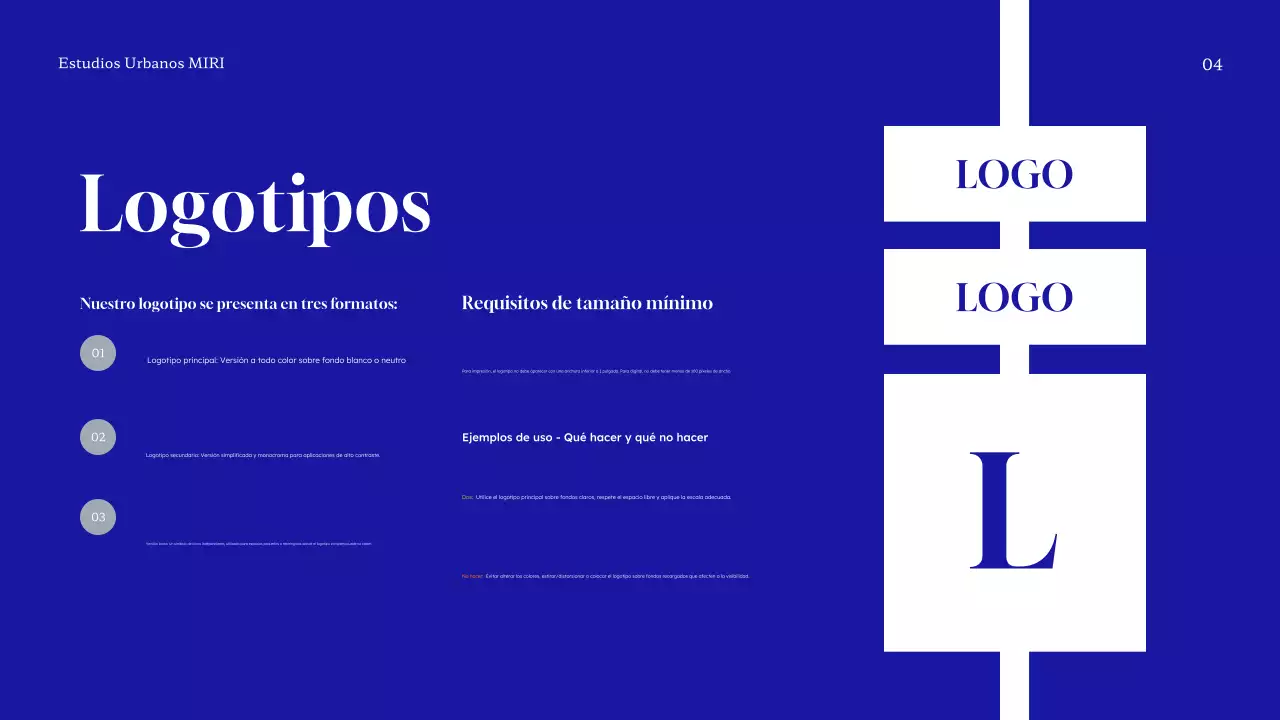 directriz de la marca blue modern