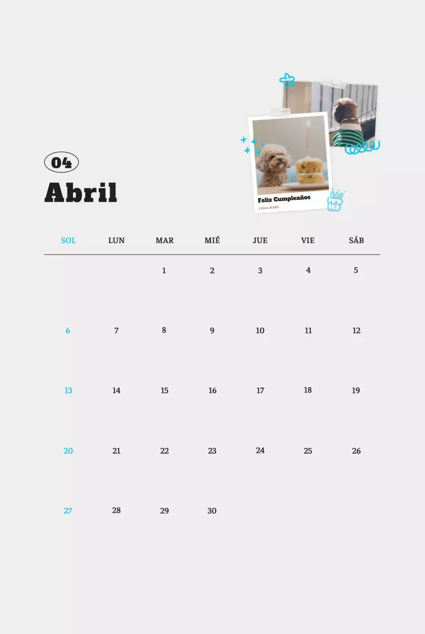 Ballet Blanco Neat Animal Foto Calendario