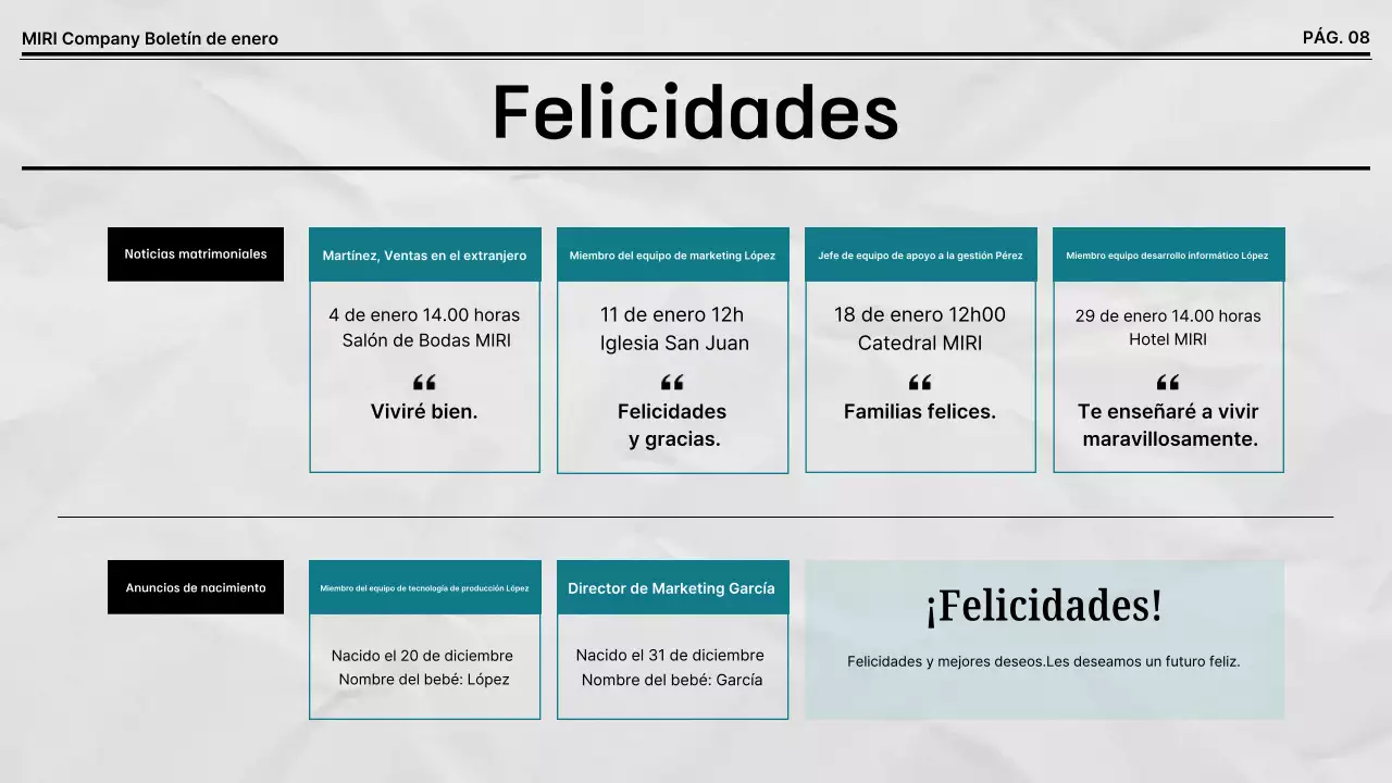 Boletín corporativo predeterminado en blanco y negro
