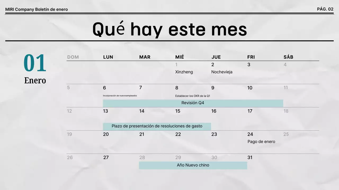 Boletín corporativo predeterminado en blanco y negro