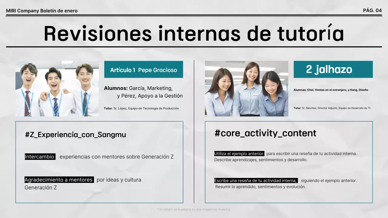 Boletín corporativo predeterminado en blanco y negro