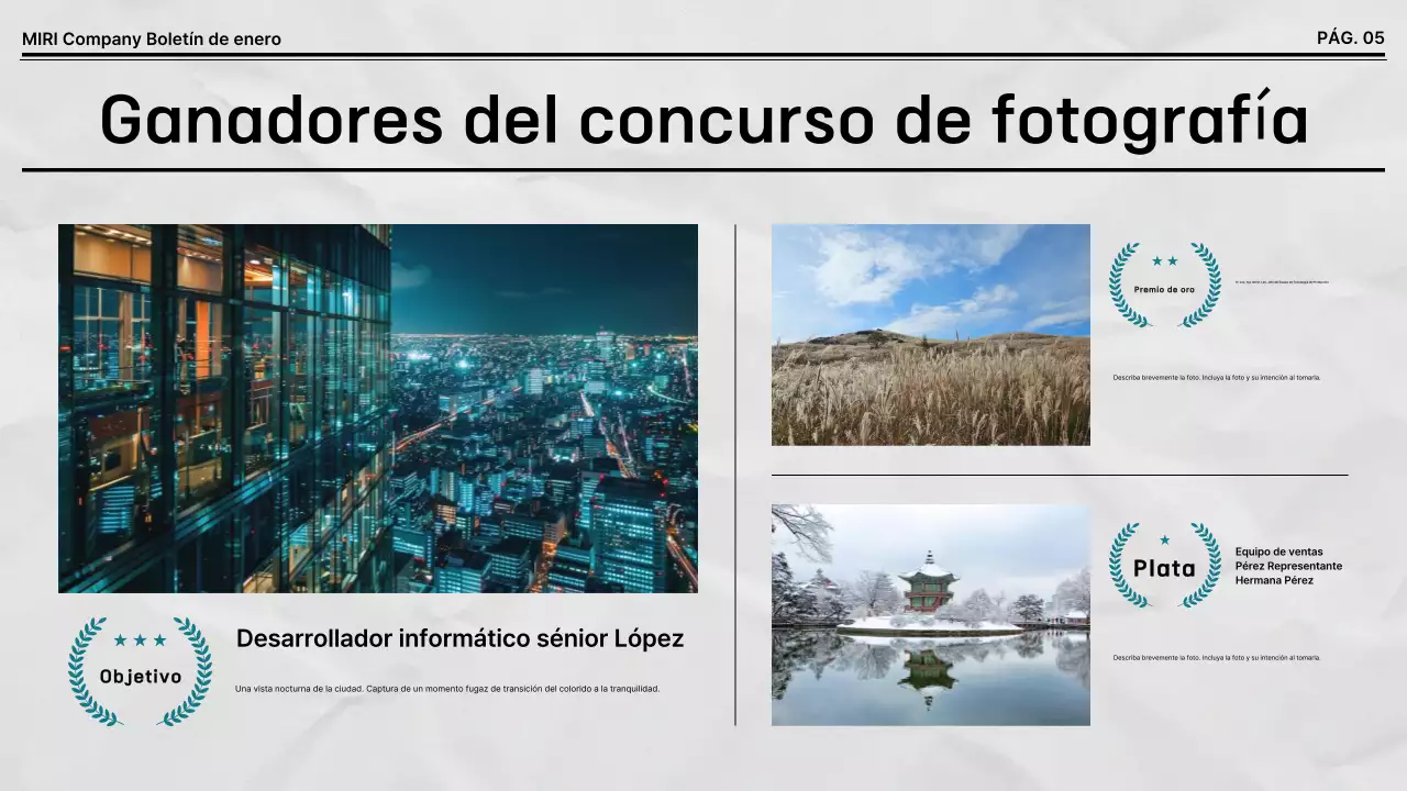 Boletín corporativo predeterminado en blanco y negro