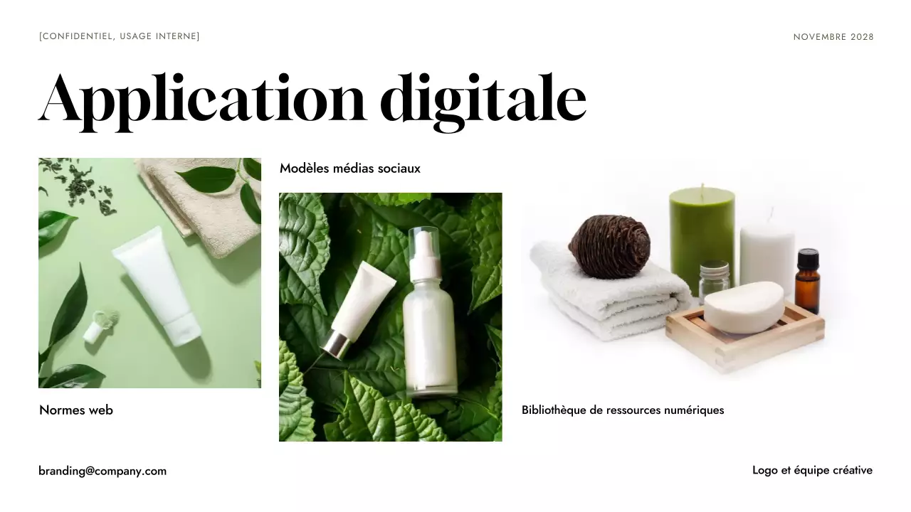 Ligne directrice de la marque verte minimaliste