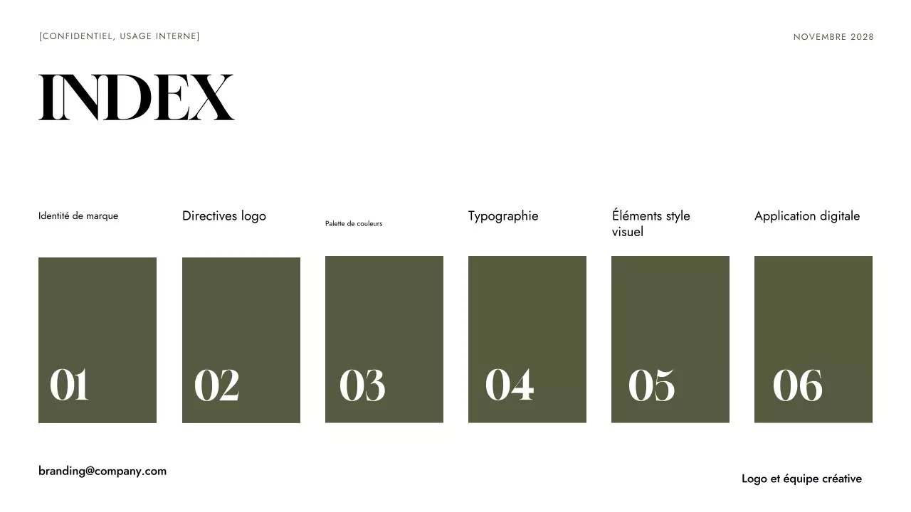 Ligne directrice de la marque verte minimaliste