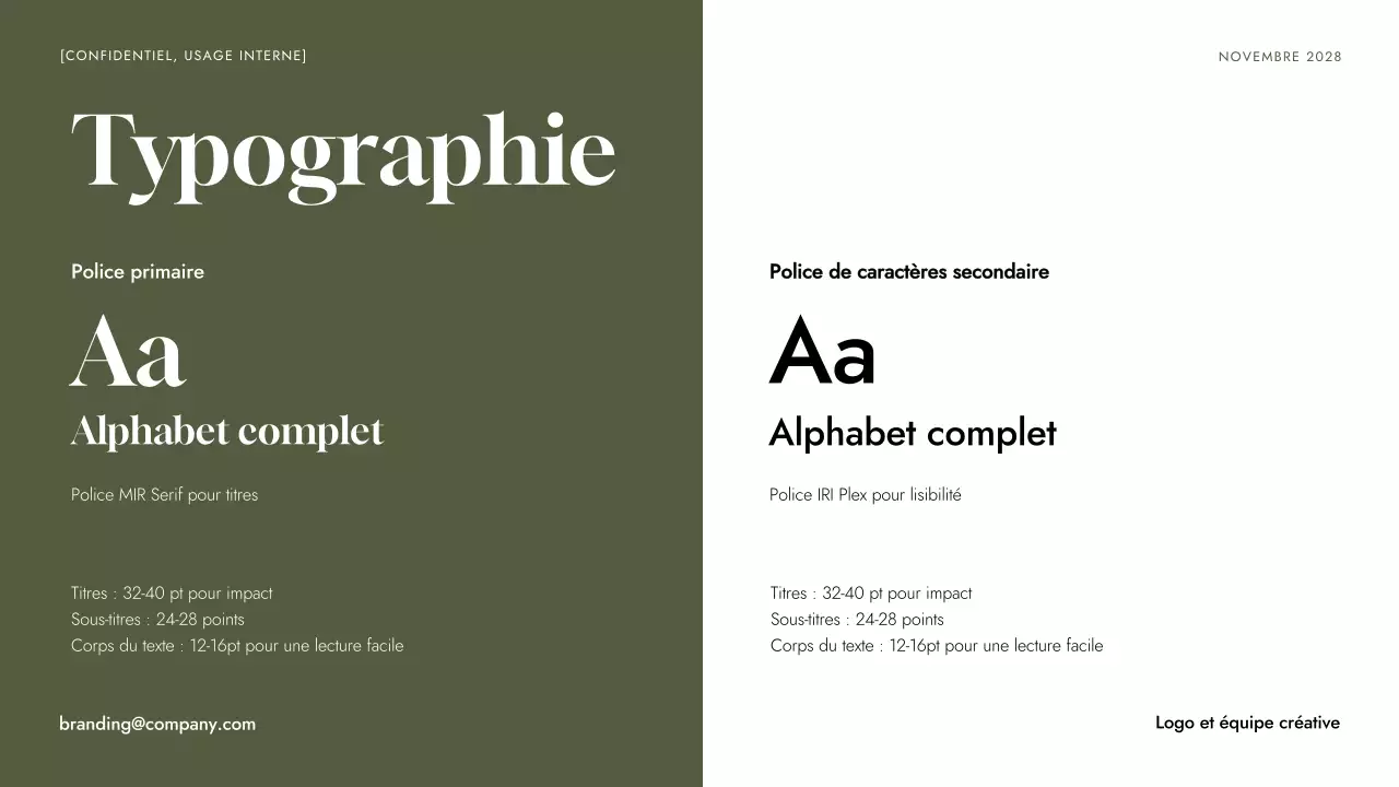 Ligne directrice de la marque verte minimaliste