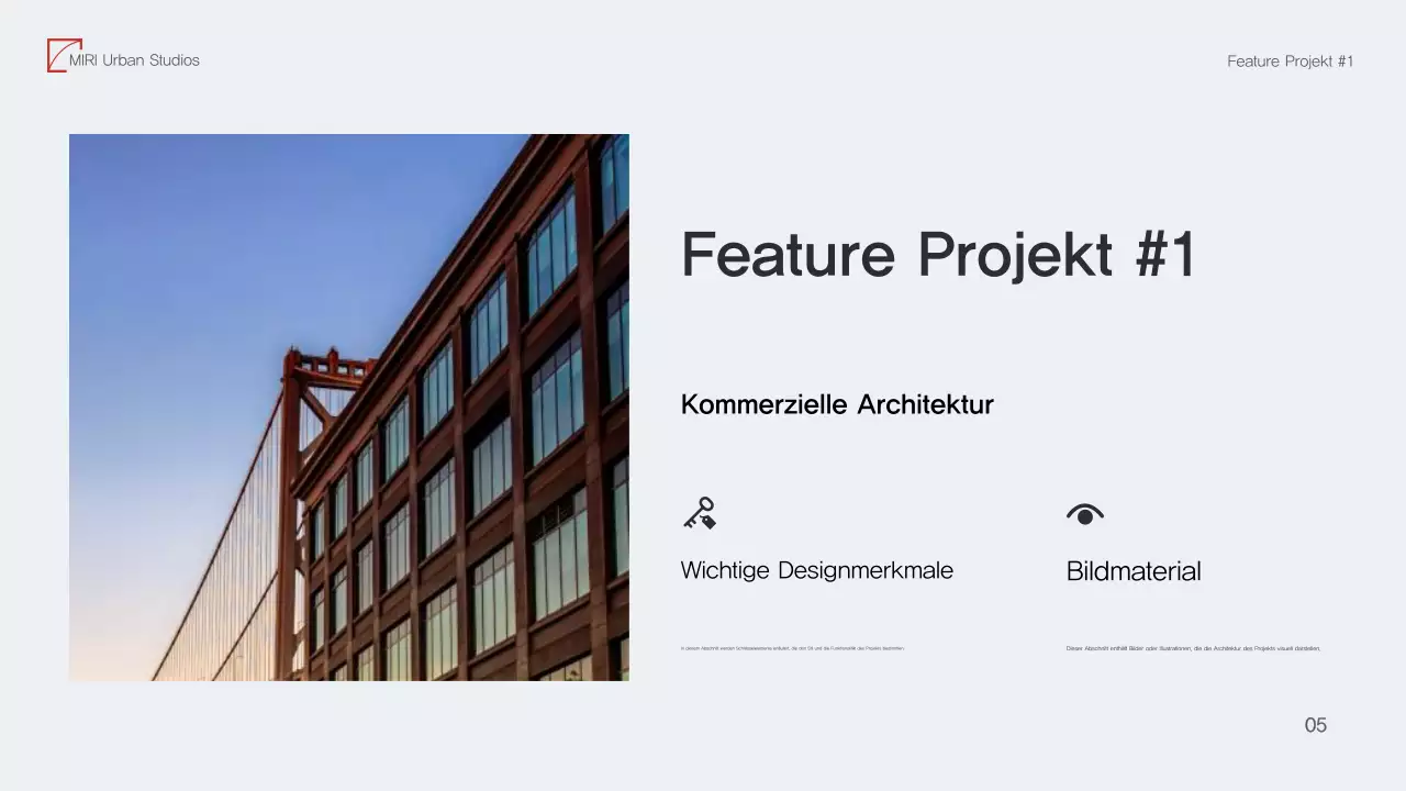 Rotes Portfolio moderner Architektur