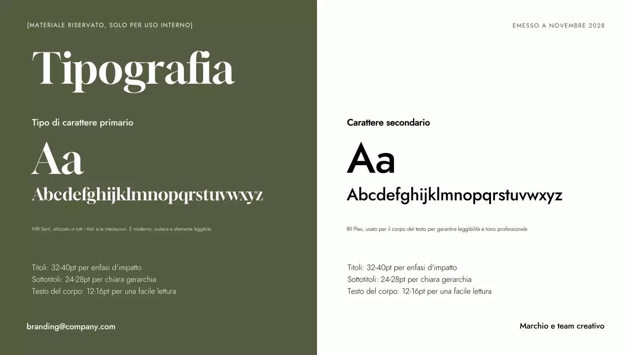 Linea guida del marchio verde minimalista