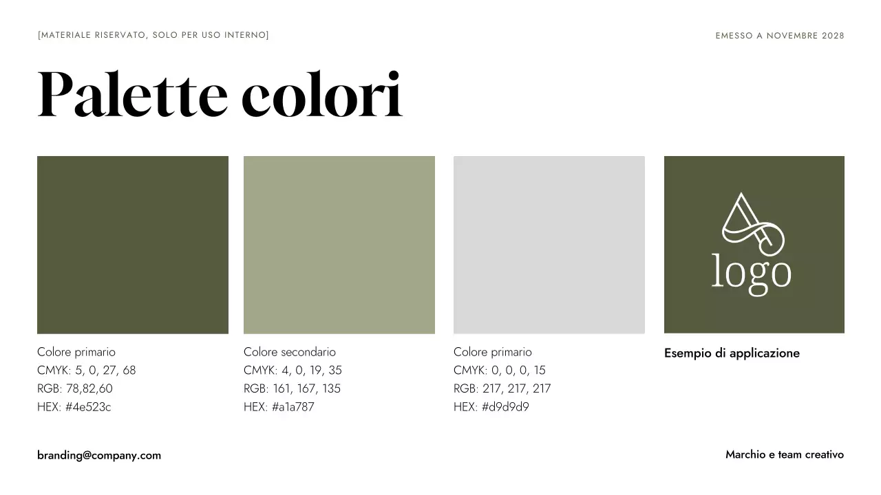 Linea guida del marchio verde minimalista