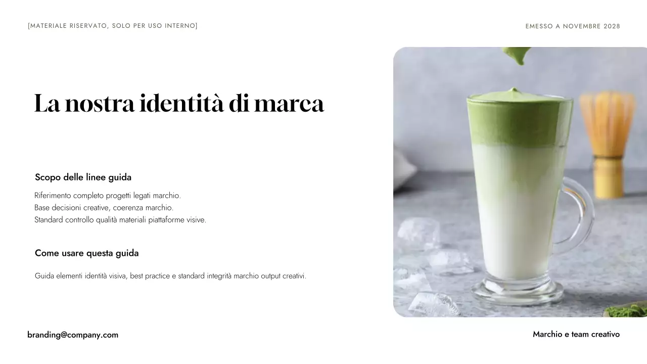 Linea guida del marchio verde minimalista