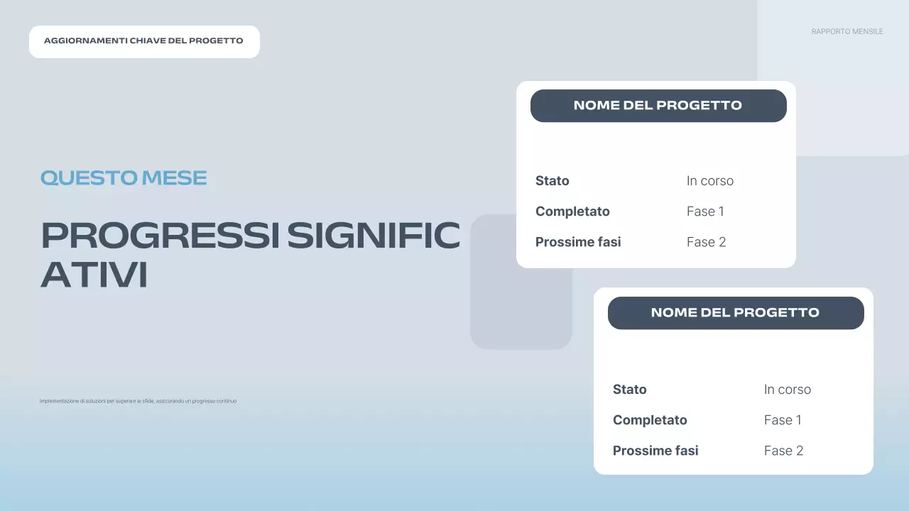 relazione sul progetto blu moderno