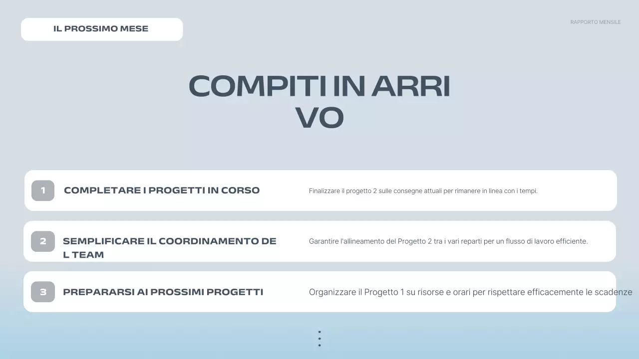 relazione sul progetto blu moderno