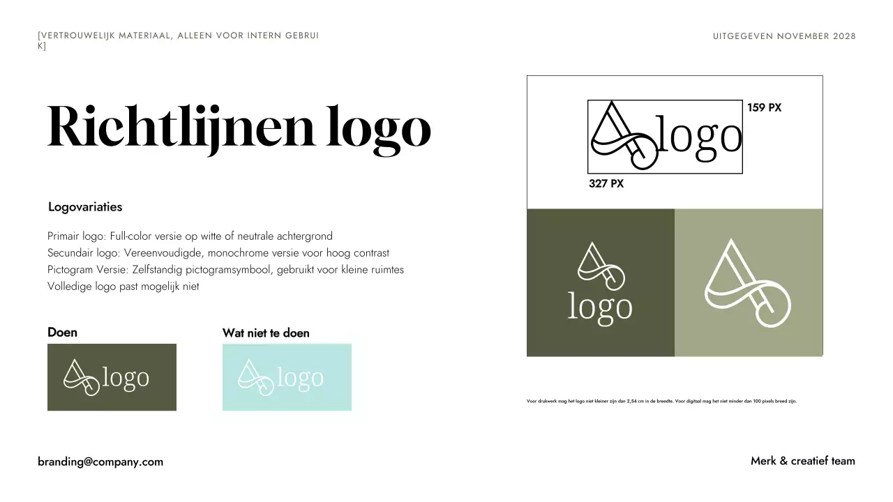 Groene minimalistische merkrichtlijn