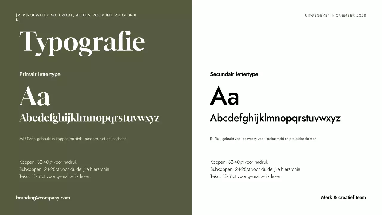 Groene minimalistische merkrichtlijn