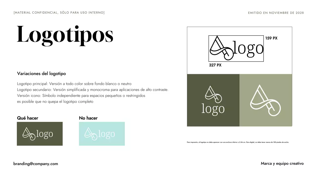 Directriz de marca minimalista verde