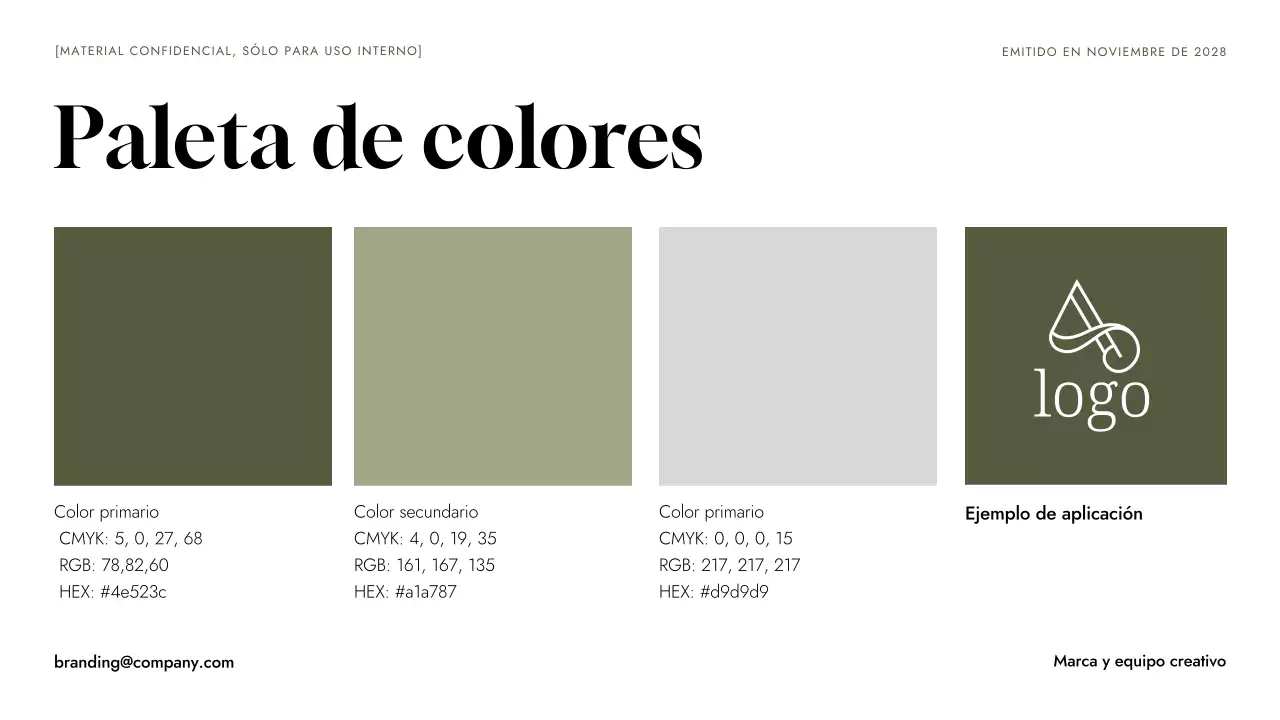 Directriz de marca minimalista verde