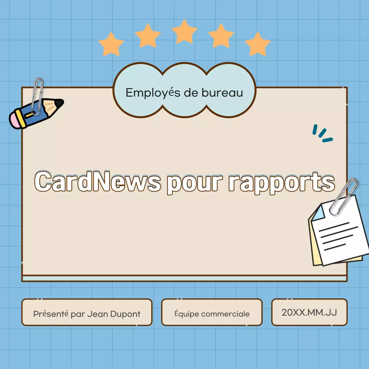 Des cartes épurées et centrées sur le texte en bleuRevue de presse