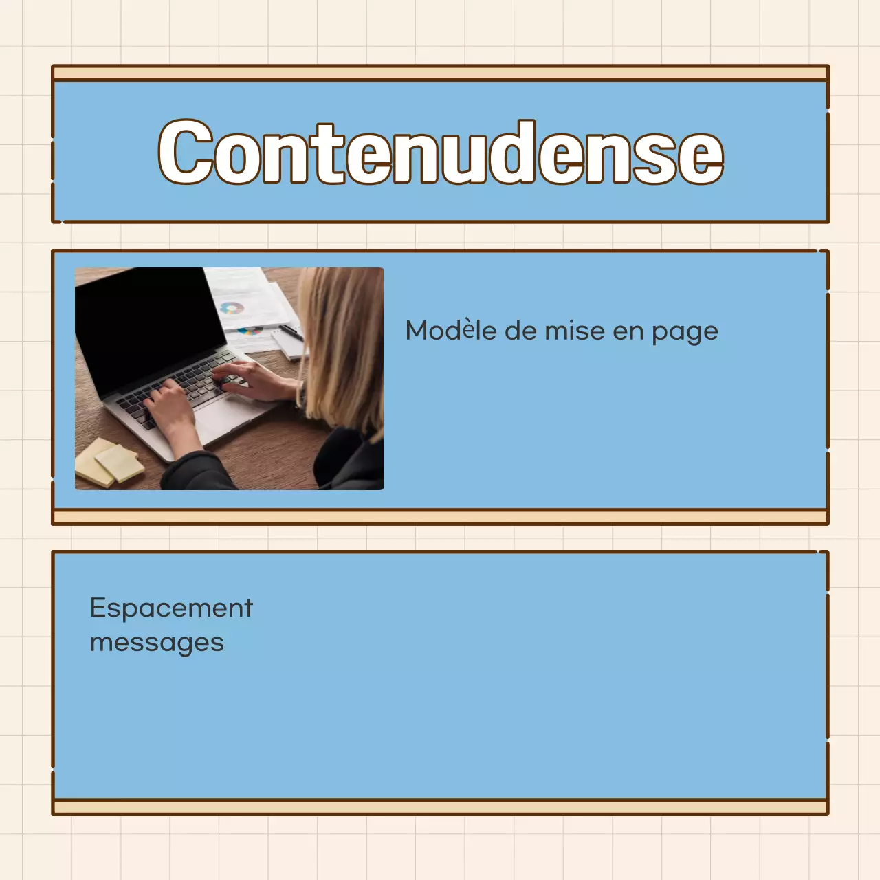 Des cartes épurées et centrées sur le texte en bleuRevue de presse