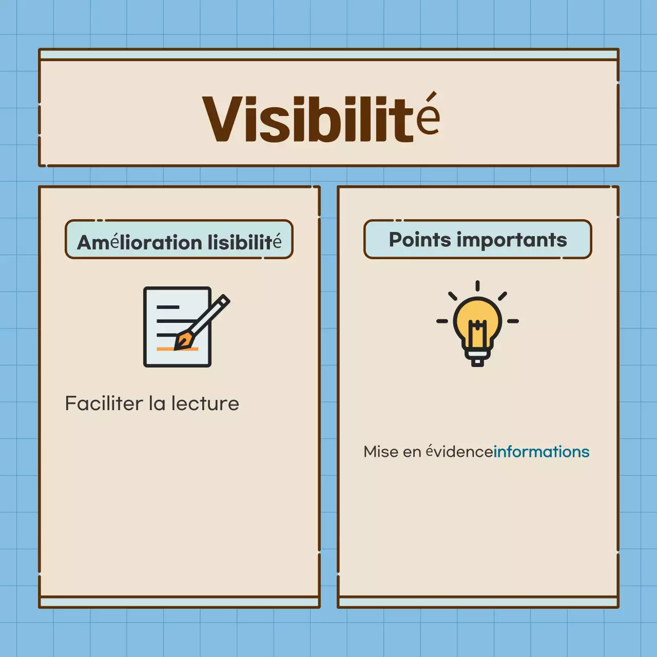 Des cartes épurées et centrées sur le texte en bleuRevue de presse