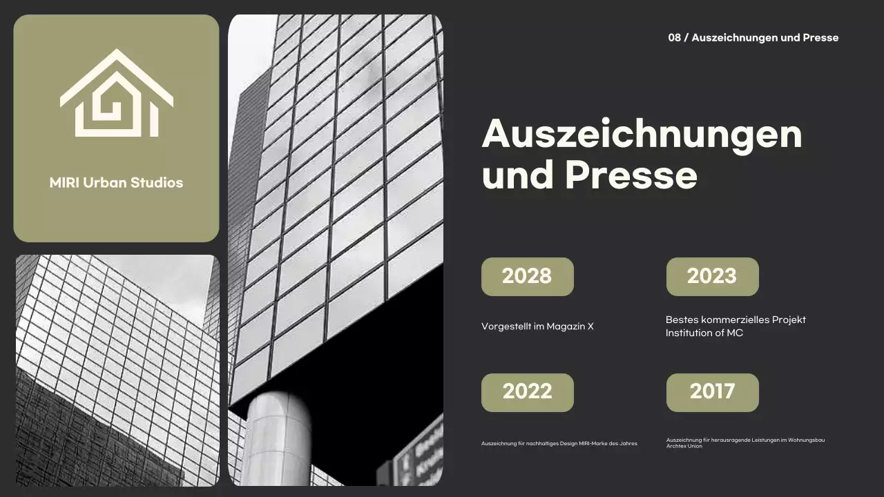 Grünes, minimalistisches Architektur-Portfolio