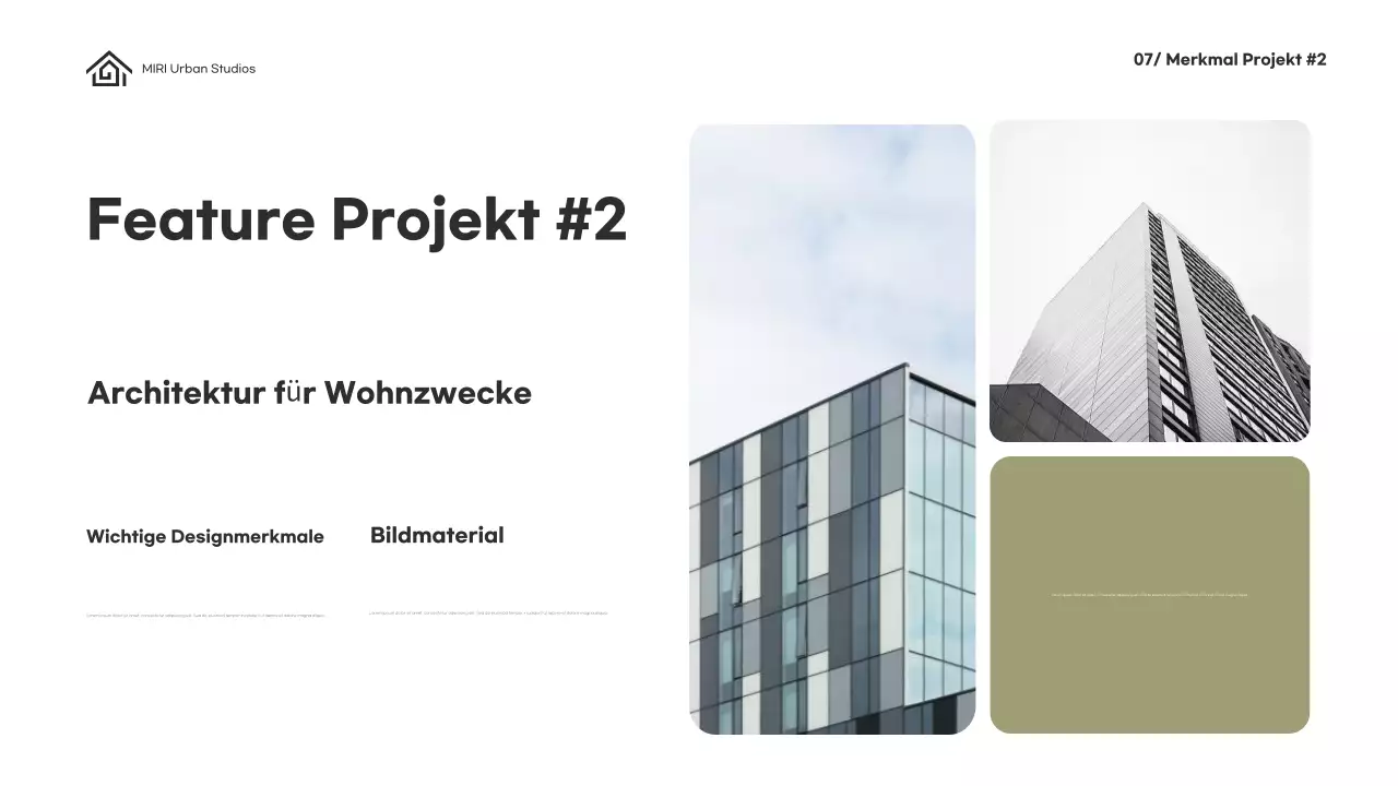 Grünes, minimalistisches Architektur-Portfolio