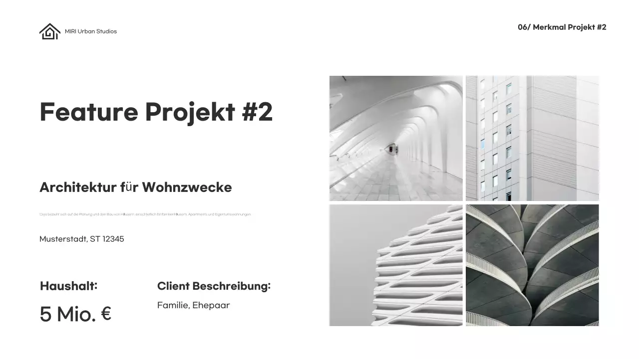 Grünes, minimalistisches Architektur-Portfolio