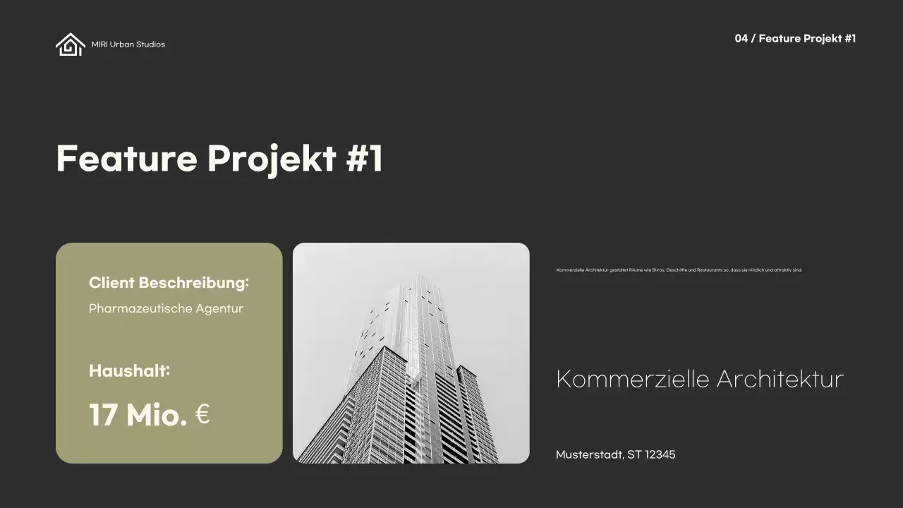 Grünes, minimalistisches Architektur-Portfolio