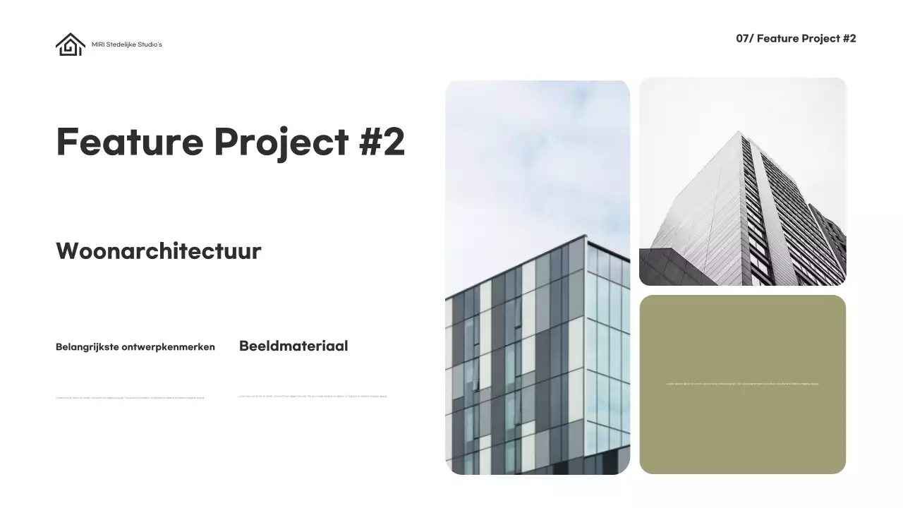 Groene minimalistische architectuurportefeuille