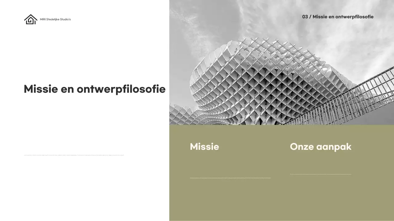 Groene minimalistische architectuurportefeuille