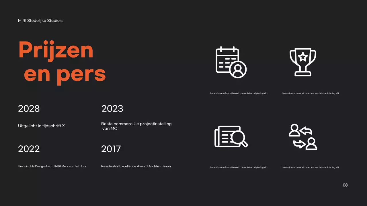 Oranje moderne architectuur portfolio