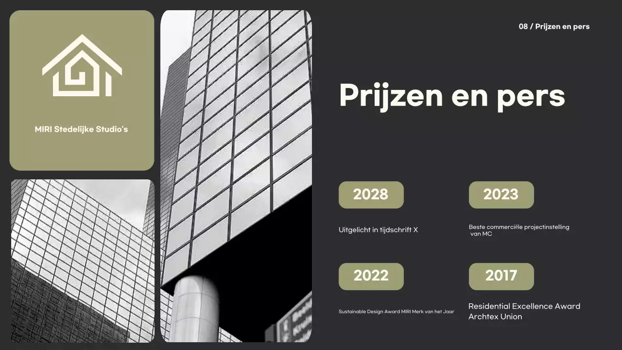 Groene minimalistische architectuurportefeuille