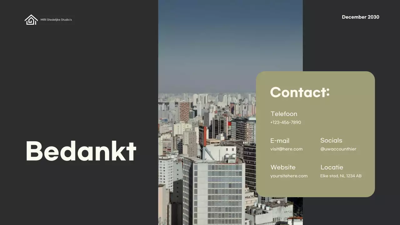 Groene minimalistische architectuurportefeuille