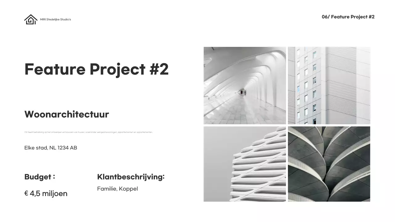 Groene minimalistische architectuurportefeuille