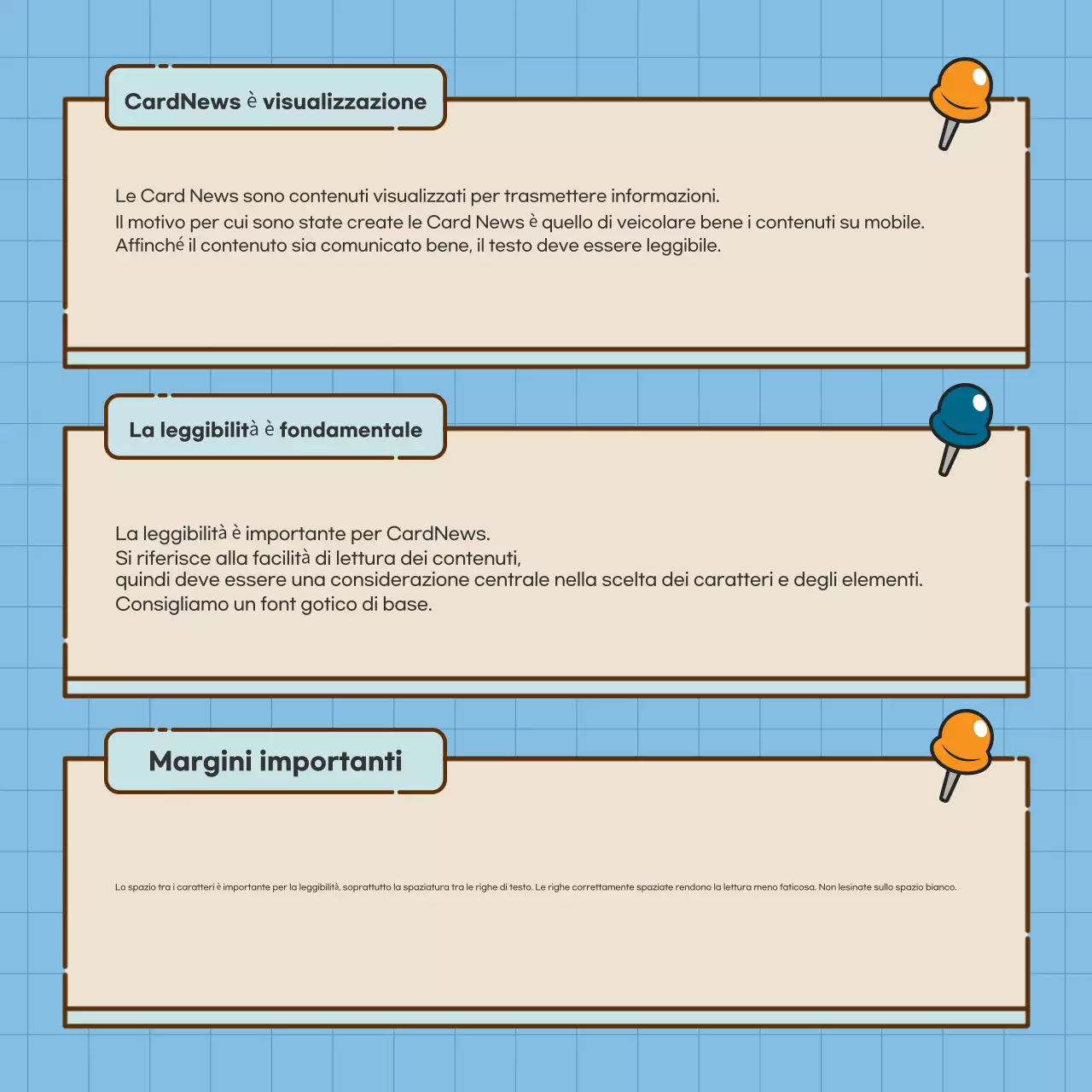 Carte pulite e incentrate sul testo in bluRundup di notizie