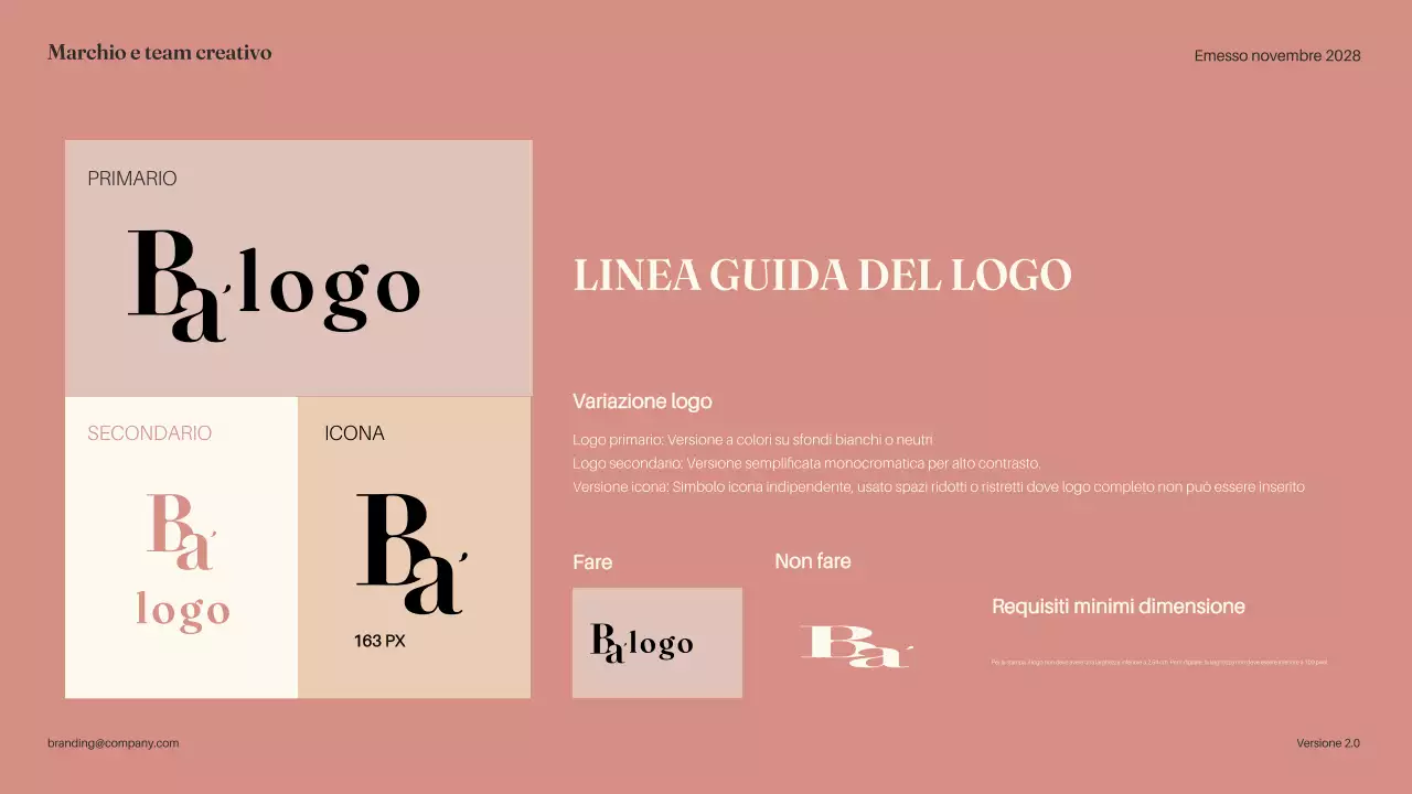 Documento di linea guida del marchio minimale rosa