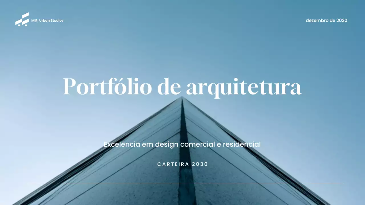 Portfólio de arquitetura moderna azul