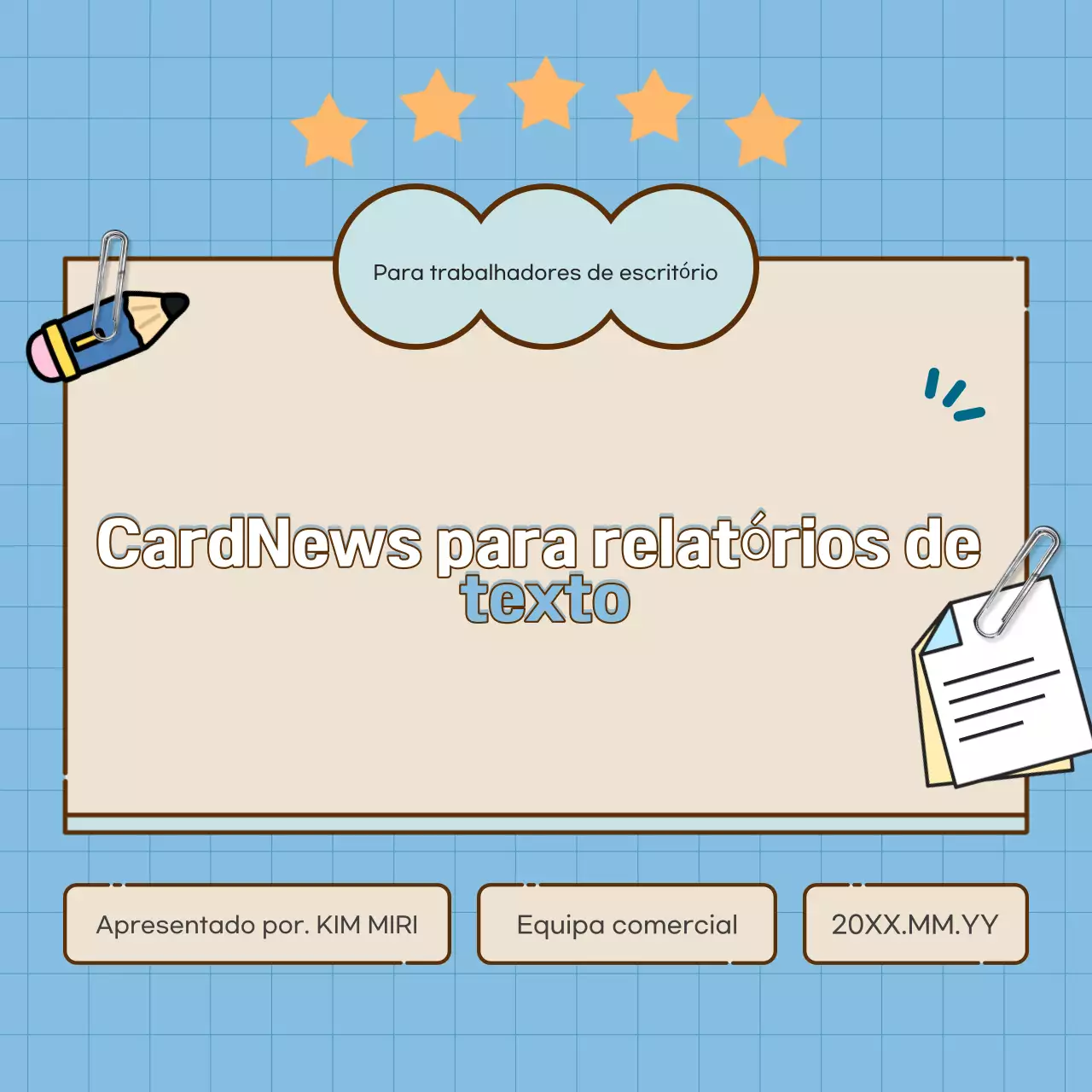 Cartões limpos e centrados no texto em azulResumo das notícias
