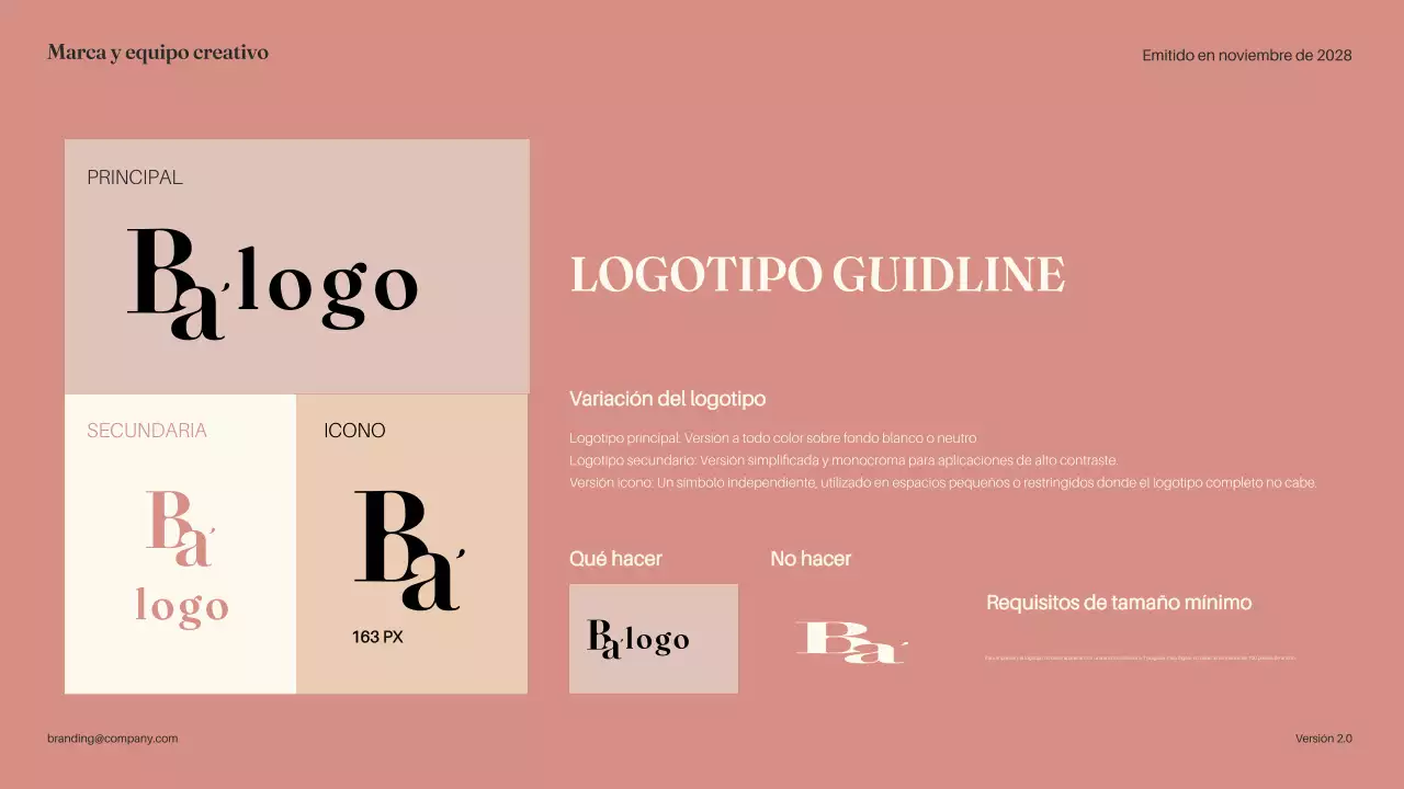 Documento de directrices de la marca Pink Minimal