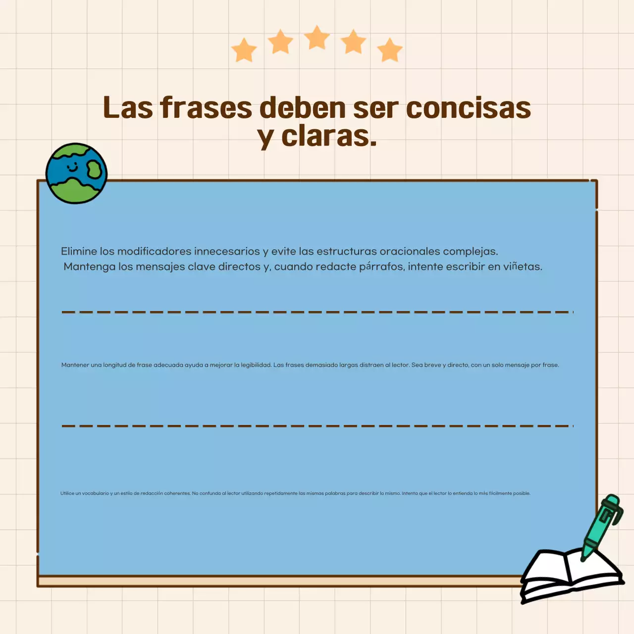 Tarjetas limpias y centradas en el texto en azulRedacción de noticias