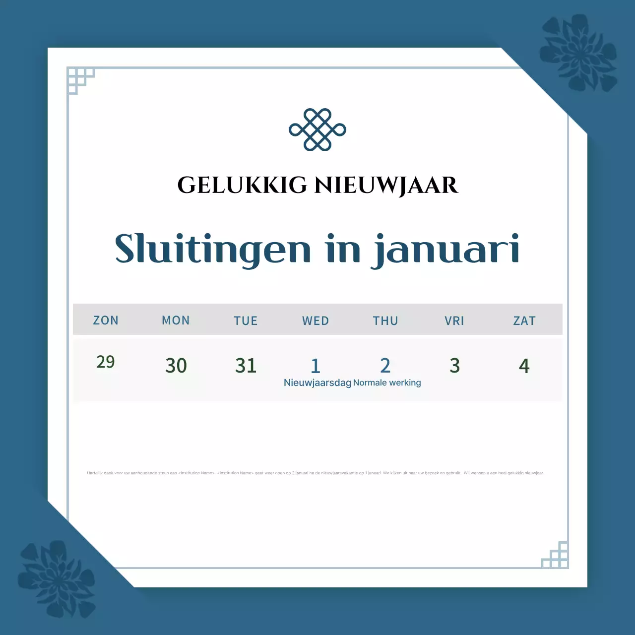 Een eenvoudige blauwe en marineblauwe nieuwjaarsaankondiging