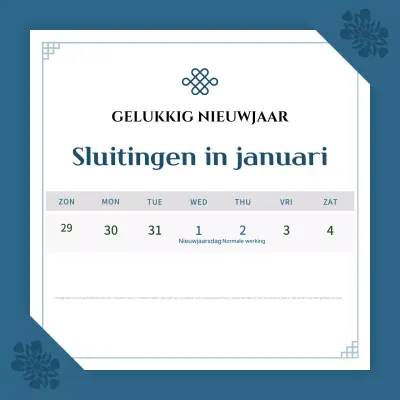 Een eenvoudige blauwe en marineblauwe nieuwjaarsaankondiging