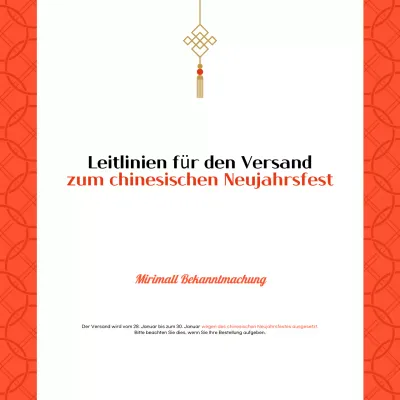 Eine einfache orange-weiße Benachrichtigung zum chinesischen Neujahrsfest
