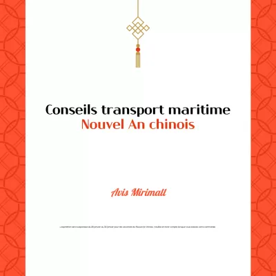 Un simple avis de livraison orange et blanc pour les fêtes du Nouvel An chinois