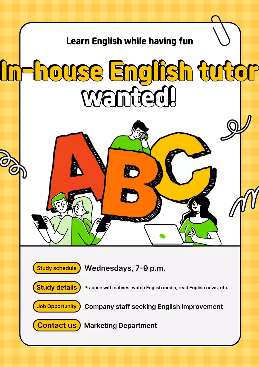 Poster tuyển dụng gia sư thời trang màu vàng