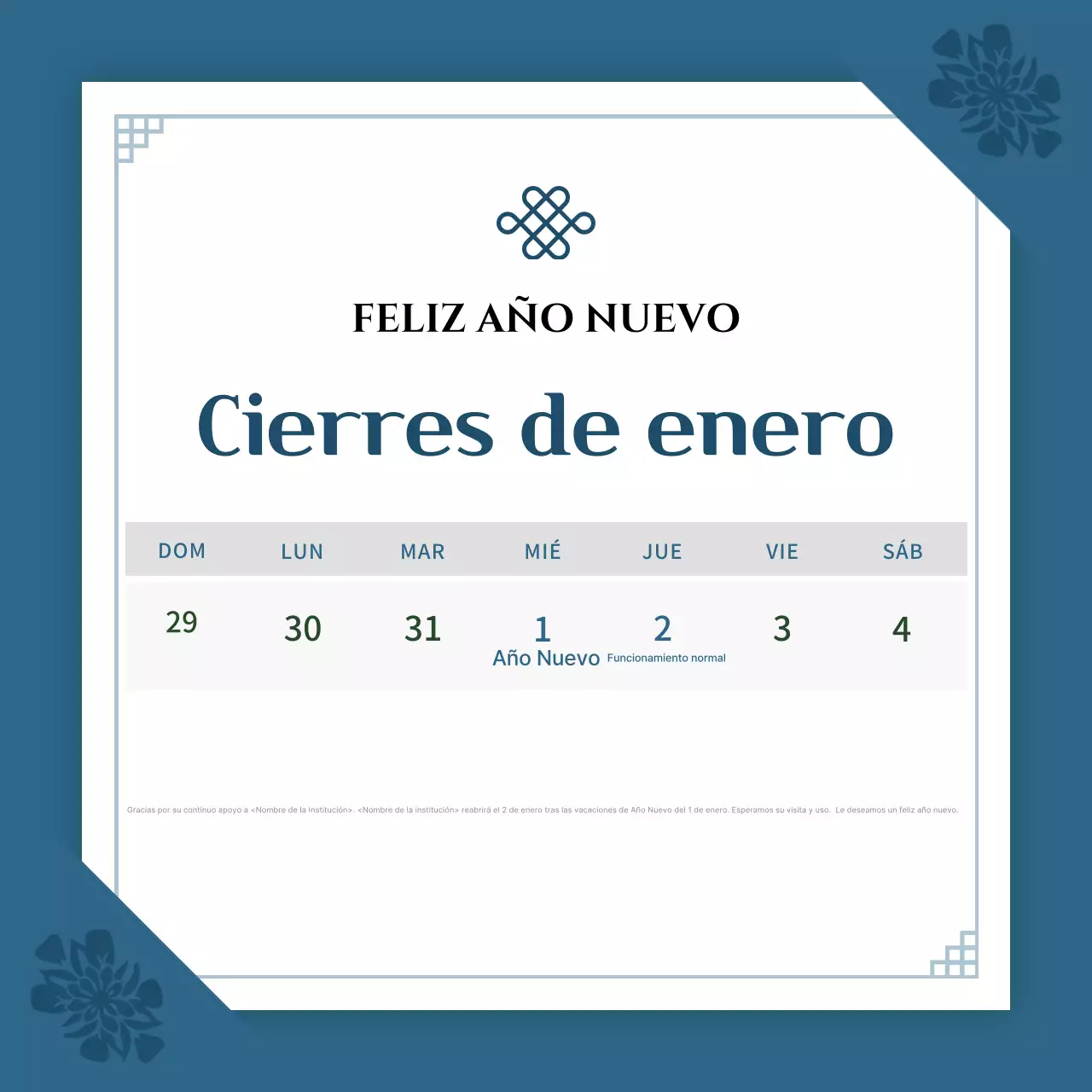 Un sencillo anuncio navideño en azul y azul marino