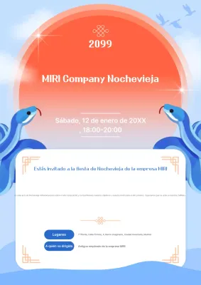 Tradicional invitación de Nochevieja en azul