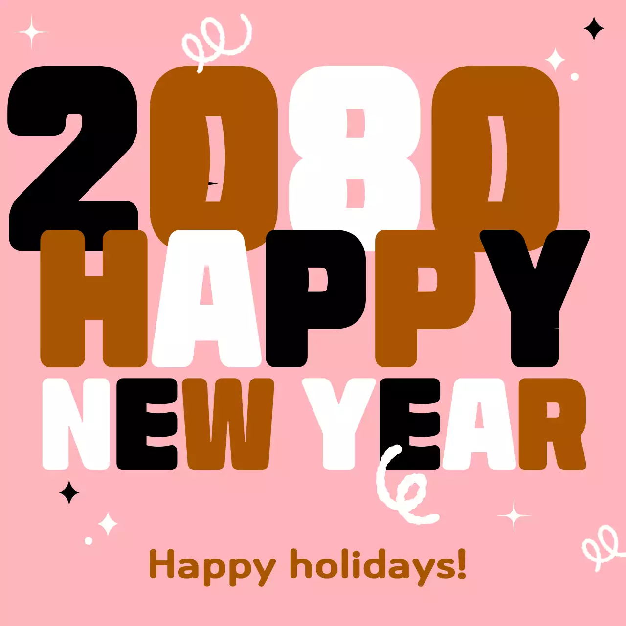 Cartão de Ano Novo Retro Marrom Instagram Carousel